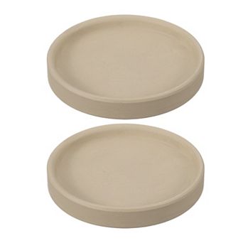 2 pc Round Plant Saucers, 4 Inch Ceramics Plant Drip Trays for Pots, Heavy Duty Flower Pot Saucers
