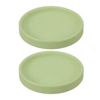2 pc Round Plant Saucers, 4 Inch Ceramics Plant Drip Trays for Pots, Heavy Duty Flower Pot Saucers