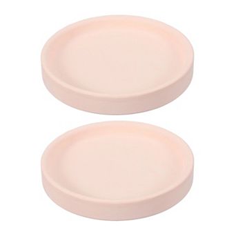 2 pc Round Plant Saucers, 4 Inch Ceramics Plant Drip Trays for Pots, Heavy Duty Flower Pot Saucers