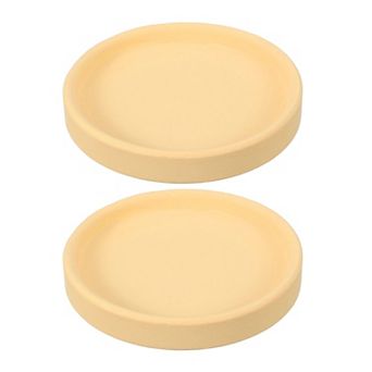 2 pc Round Plant Saucers, 4 Inch Ceramics Plant Drip Trays for Pots, Heavy Duty Flower Pot Saucers