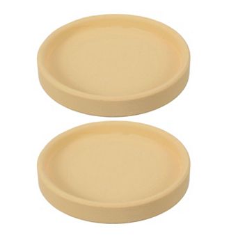 2 pc Round Plant Saucers, 4 Inch Ceramics Plant Drip Trays for Pots, Heavy Duty Flower Pot Saucers