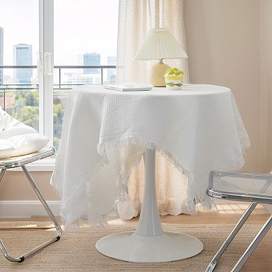 Tablecloths with Tassel, Waffle Table Cover, Kitchen Dining Waffle Table Cover 33.46"x33.46"