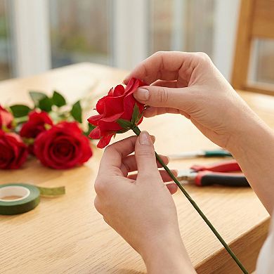 Artificial Roses Silk Rose Flower with Detachable Head Faux Small Rose Bouquets for DIY Crafts 5.9"H
