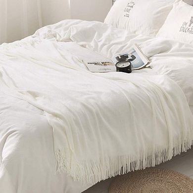 Knitted Throw Blanket Soft Cozy Decorative Fringe Tassel Sofa Bed Blanket