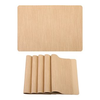 Set of 6 Faux Leather Placemats for Kitchen Dining Table Decor, Heat-Resistant Mats 16.9x11.8 Inch