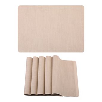 Set of 6 Faux Leather Placemats for Kitchen Dining Table Decor, Heat-Resistant Mats 16.9x11.8 Inch