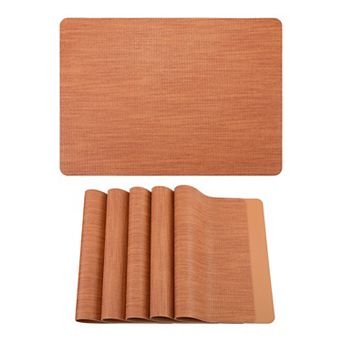 Set of 6 Faux Leather Placemats for Kitchen Dining Table Decor, Heat-Resistant Mats 16.9x11.8 Inch