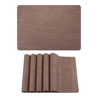 Set of 6 Faux Leather Placemats for Kitchen Dining Table Decor, Heat-Resistant Mats 16.9x11.8 Inch