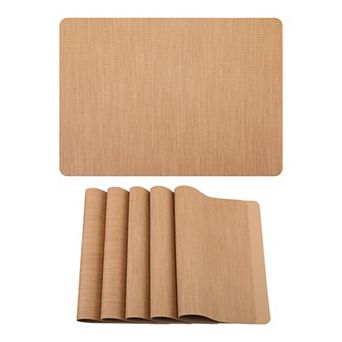 Set of 6 Faux Leather Placemats for Kitchen Dining Table Decor, Heat-Resistant Mats 16.9x11.8 Inch