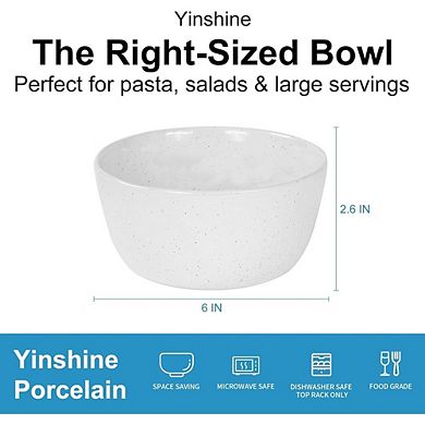 Ceramic Soup & Cereal Bowls Set of 4 Microwave & Dishwasher Safe