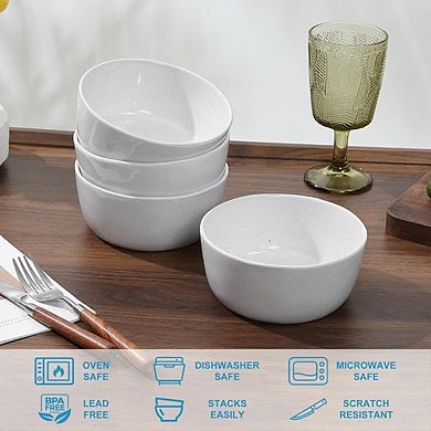 Ceramic Soup & Cereal Bowls Set of 4 Microwave & Dishwasher Safe