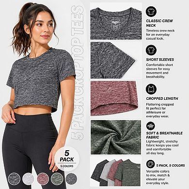 5-Pack Women T Shirts Crop Top Athletic Activewear Tees Dry fit