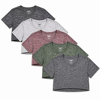 5-Pack Women T Shirts Crop Top Athletic Activewear Tees Dry fit
