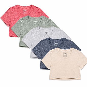 5-Pack Women T Shirts Crop Top Athletic Activewear Tees Dry fit