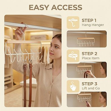 2 Pcs Bra Hangers Wood Cloth Hanger for Closet Organizer Space Saving Storage 6 Hooks
