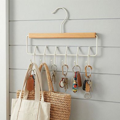 2 Pcs Bra Hangers Wood Cloth Hanger for Closet Organizer Space Saving Storage 6 Hooks