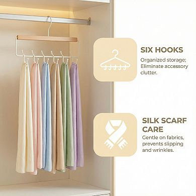 2 Pcs Bra Hangers Wood Cloth Hanger for Closet Organizer Space Saving Storage 6 Hooks