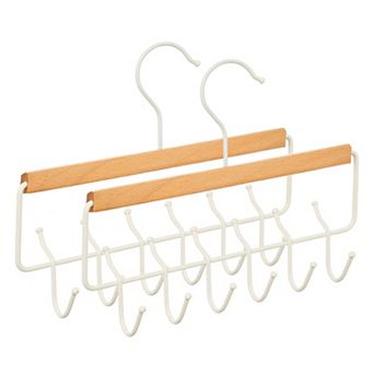 2 pc Bra Hangers Wood Cloth Hanger for Closet Organizer Space Saving Storage 6 Hooks