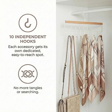 2 Pcs Bra Hangers Wood Cloth Hanger for Closet Organizer Space Saving Storage 10 Hooks