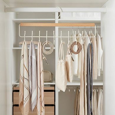 2 Pcs Bra Hangers Wood Cloth Hanger for Closet Organizer Space Saving Storage 10 Hooks