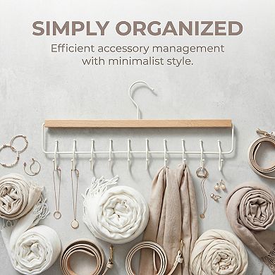 2 Pcs Bra Hangers Wood Cloth Hanger for Closet Organizer Space Saving Storage 10 Hooks