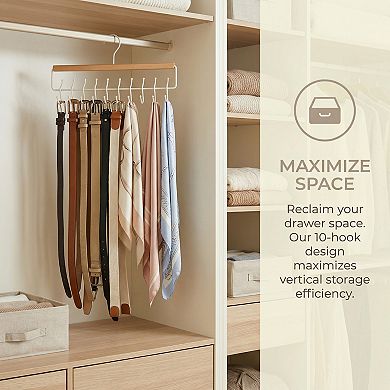 2 Pcs Bra Hangers Wood Cloth Hanger for Closet Organizer Space Saving Storage 10 Hooks
