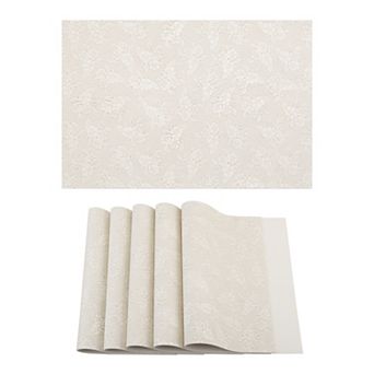 Set of 6 Faux Leather Placemats with Pattern forTable Decor Heat Resistant Table Mats 17.7x11.8 inch