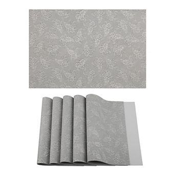 Set of 6 Faux Leather Placemats with Pattern forTable Decor Heat Resistant Table Mats 17.7x11.8 inch