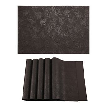 Set of 6 Faux Leather Placemats with Pattern forTable Decor Heat Resistant Table Mats 17.7x11.8 inch