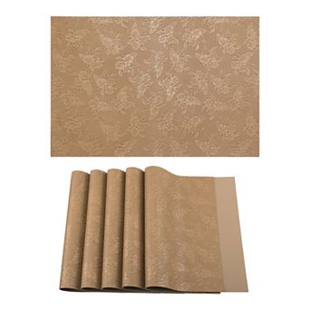Set of 6 Faux Leather Placemats with Pattern forTable Decor Heat Resistant Table Mats 17.7x11.8 inch