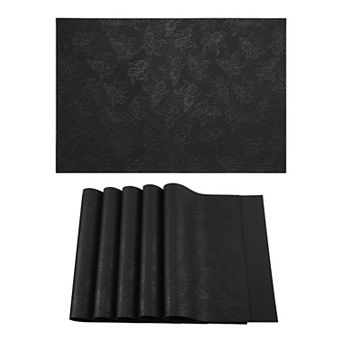 Set of 6 Faux Leather Placemats with Pattern forTable Decor Heat Resistant Table Mats 17.7x11.8 inch