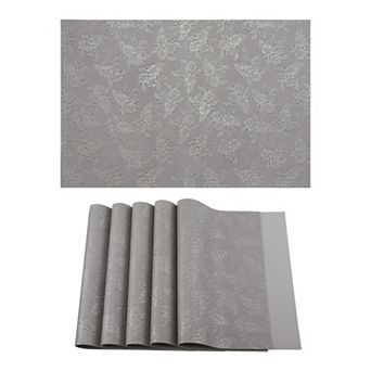 Set of 6 Faux Leather Placemats with Pattern forTable Decor Heat Resistant Table Mats 17.7x11.8 inch