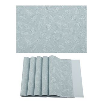 Set of 6 Faux Leather Placemats with Pattern forTable Decor Heat Resistant Table Mats 17.7x11.8 inch