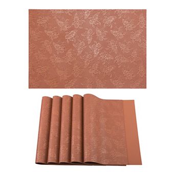 Set of 6 Faux Leather Placemats with Pattern forTable Decor Heat Resistant Table Mats 17.7x11.8 inch