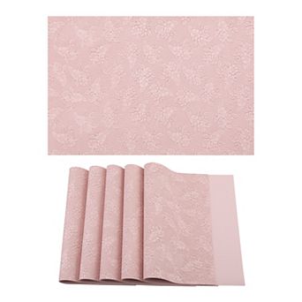 Set of 6 Faux Leather Placemats with Pattern forTable Decor Heat Resistant Table Mats 17.7x11.8 inch