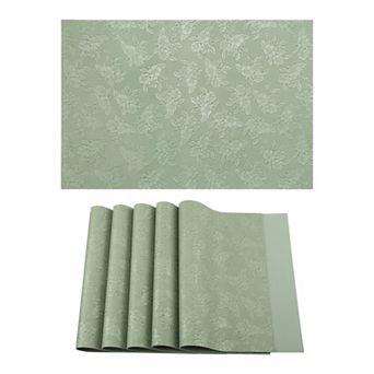Set of 6 Faux Leather Placemats with Pattern forTable Decor Heat Resistant Table Mats 17.7x11.8 inch
