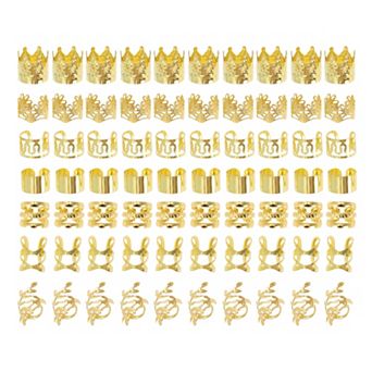 Flower Crown Hair Cuffs Dreadlock Gold Tone 70 pc