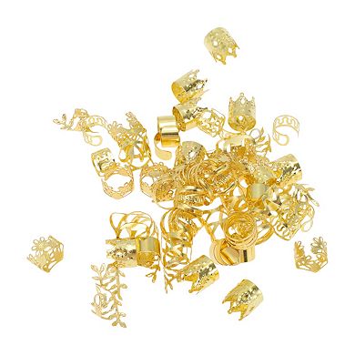 Flower Crown Hair Cuffs Dreadlock Gold Tone 70 Pcs