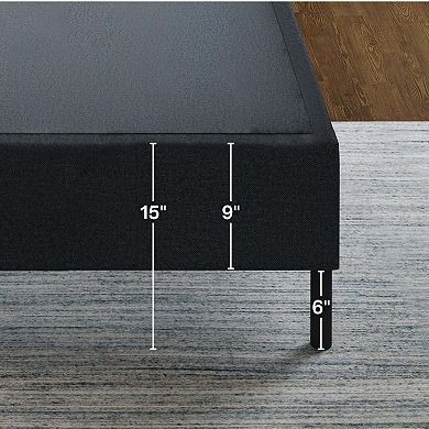 Boyd Sleep 2-in-1 Metal Foundation Bed Frame, Roll-Out Slats, Removable Legs, Headboard Brackets