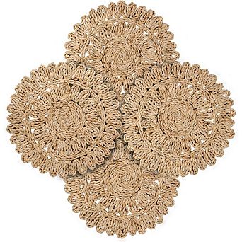 Corn Husk Woven Round Placemats Handwoven Heat Resistant Non-Slip Durable