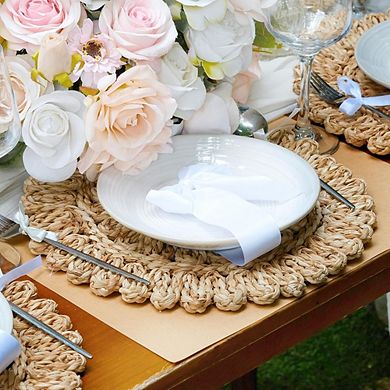 Corn Husk Woven Round Placemats Handwoven Heat Resistant Non-Slip Durable