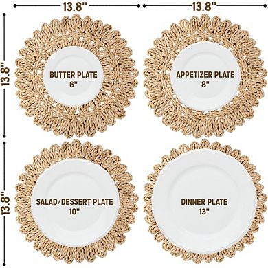 Corn Husk Woven Round Placemats Handwoven Heat Resistant Non-Slip Durable
