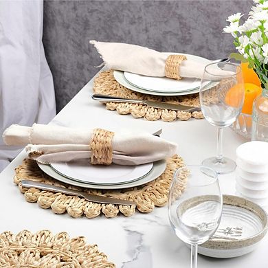 Corn Husk Woven Round Placemats Handwoven Heat Resistant Non-Slip Durable