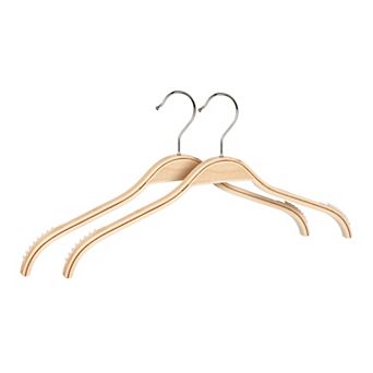 2 Pack Wood Non-Slip Hangers with Pinch Clips, Durable 360-degree Space Saving 15inch