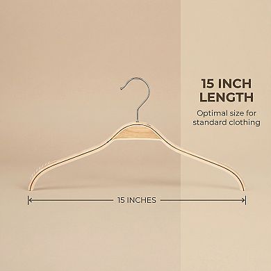 2 Pack Wood Non-Slip Hangers with Pinch Clips, Durable 360-degree Space Saving 15inch