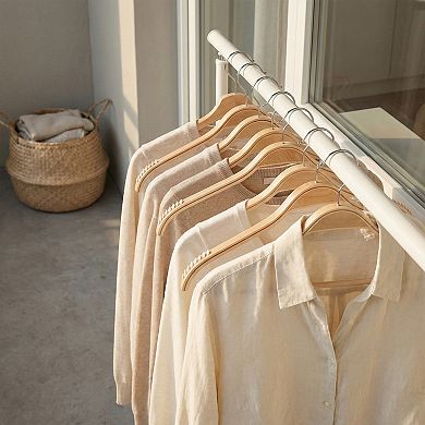 2 Pack Wood Non-Slip Hangers with Pinch Clips, Durable 360-degree Space Saving 15inch
