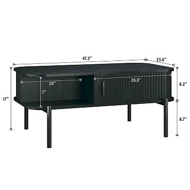 BOGASYL 39.4" Mid-Century Modern Coffee Table with Open Storage Shelf