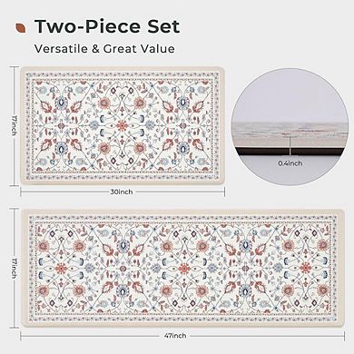 Anti Fatigue Kitchen Mat Set Waterproof Non Slip Cushioned Floral Floor Runner