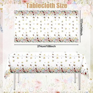 Spring Floral Tablecloths, disposable plastic covers, waterproof 3 pack