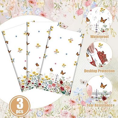 Spring Floral Tablecloths, disposable plastic covers, waterproof 3 pack